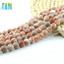 L-0106 Venta al por mayor de Strand Rose cuarzo sintético redondo granos de piedras preciosas naturales para la creación de joyas